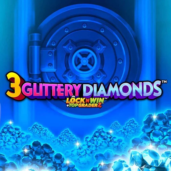 3 Glittery Diamonds slot logo by PearFiction Studios at Kingmaker Casino